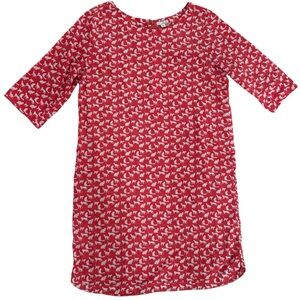 Gap Women's Cat Print Shift Dress 3/4 Sleeve Coral Orange Size Medium